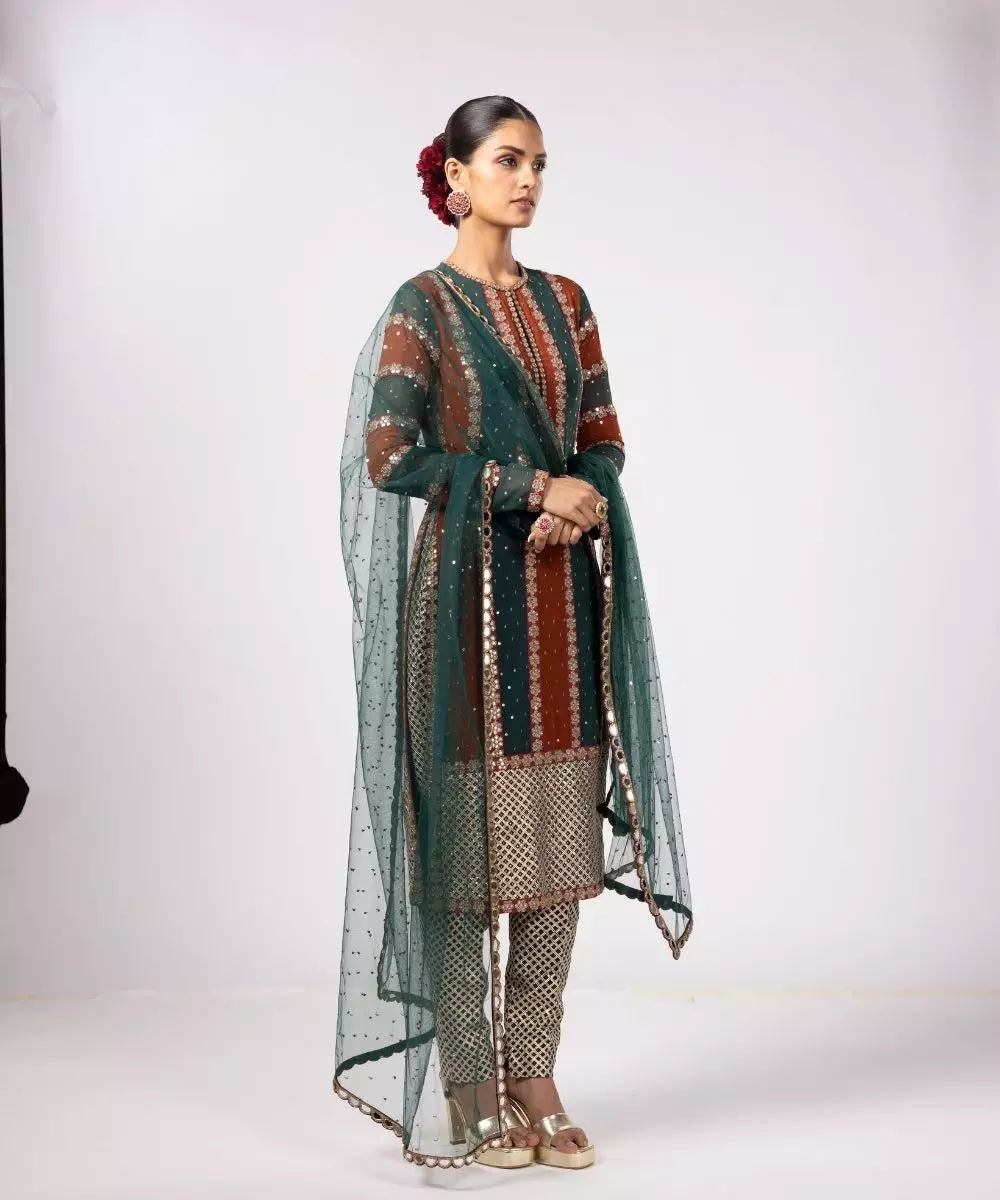 VVANI VATS - Jade green Pant Kurta Set